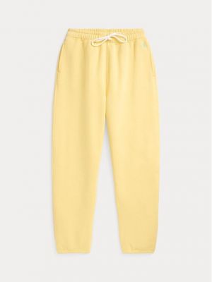 Spodnie sportowe polarowe bawełniane Polo Ralph Lauren żółte