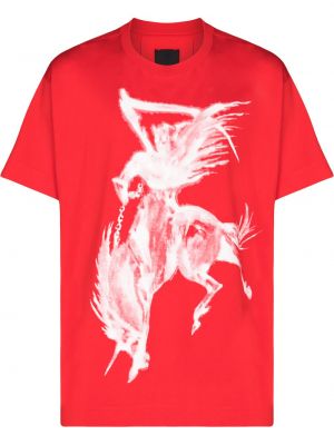 Camiseta con estampado de cuello redondo Givenchy rojo