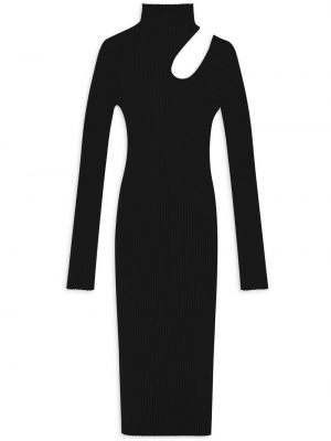 Bavlněné dlouhé šaty s dlouhými rukávy Anine Bing - černá