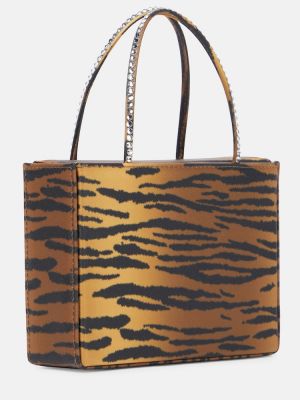 Tigrovaná saténová nákupná taška s potlačou Amina Muaddi