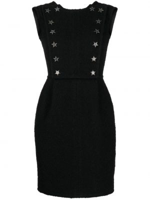 Tvídové šaty s knoflíky Chanel Pre-owned černé