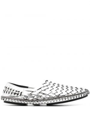 Pantofi loafer împletite Saint Laurent argintiu