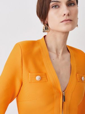 Трикотажная куртка милитари на молнии Karen Millen оранжевая
