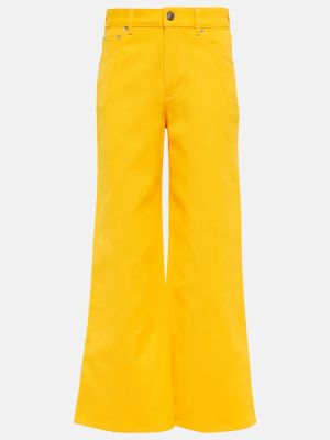 Pantalones de lino de algodón bootcut Loro Piana amarillo