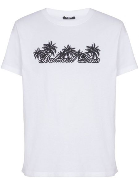 T-shirt en coton à imprimé Balmain