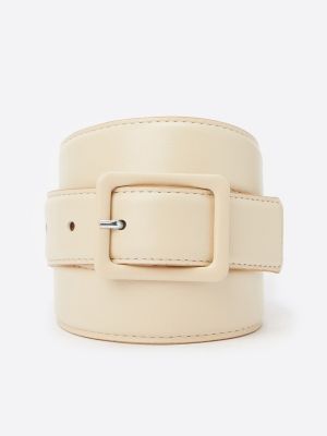 Cinturón de cuero Maison Boinet beige