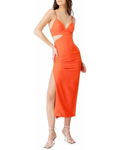 Платье миди с вырезом Bardot, оранжевое