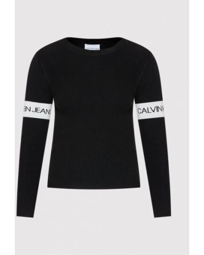 Calvin Klein Jeans Sweater Intarsia Logo IG0I00788 Fekete Slim Fit