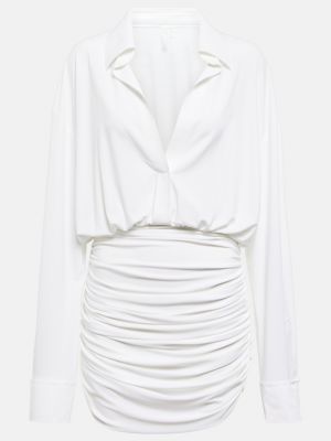 Платье-рубашка с рюшами Norma Kamali белое