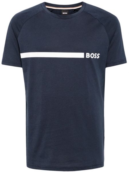 Kokvilnas t-krekls ar apdruku Boss zils