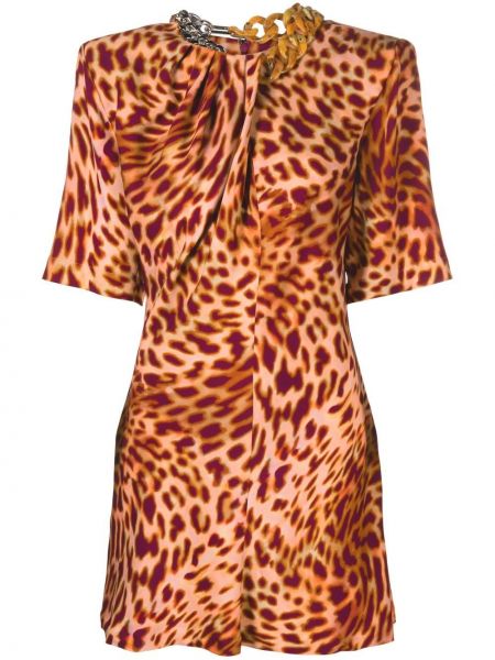 Mini obleka s potiskom z leopardjim vzorcem Stella Mccartney roza