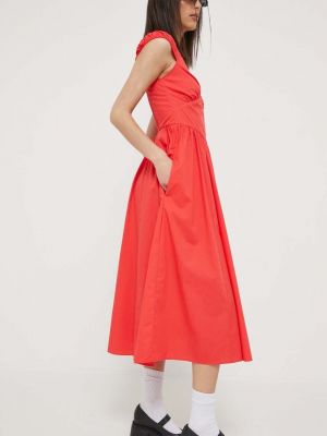 Midi haljina Abercrombie & Fitch crvena