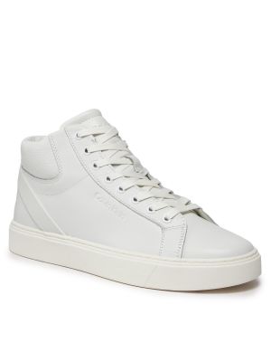 Ριγέ sneakers με κορδόνια με δαντέλα Calvin Klein λευκό