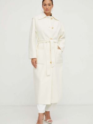 Płaszcz wełniany oversize Elisabetta Franchi beżowy