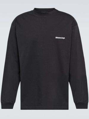 Jersey bombažni pulover Balenciaga črna