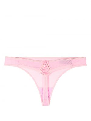 Krajkové šněrovací kalhotky string Marlies Dekkers růžové