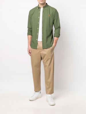 Raštuota pūkinė marškiniai su sagomis Polo Ralph Lauren žalia