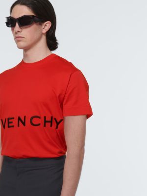 Oversize памучна тениска от джърси Givenchy червено