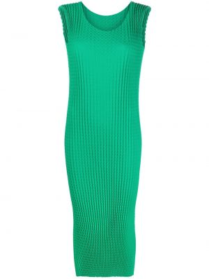 Zielona sukienka bez rękawów plisowana Issey Miyake