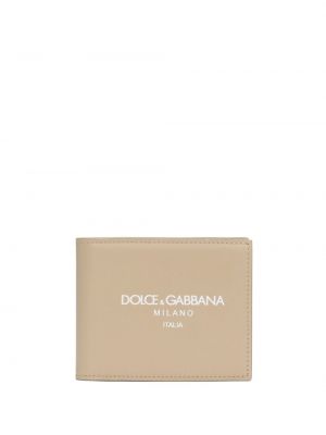 Kožená peněženka s potiskem Dolce & Gabbana béžová