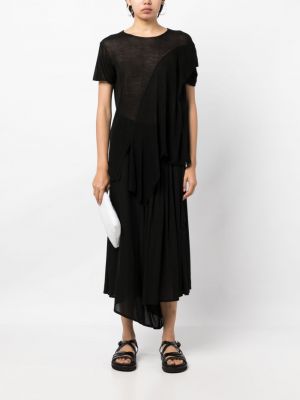 Asimetrisks caurspīdīgs t-krekls Yohji Yamamoto melns