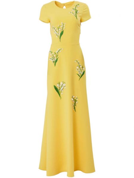 Kukka- suora mekko Carolina Herrera keltainen