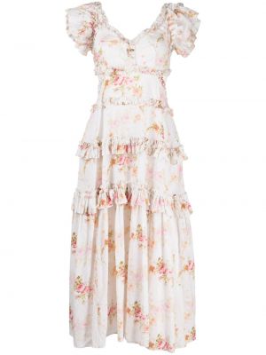Bavlněné šaty s otevřenými zády Needle & Thread růžové