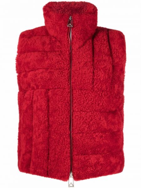 Červená prošívaná bunda bez rukávů Bottega Veneta