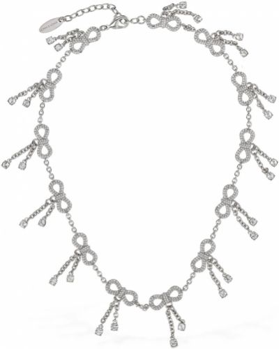 Ogrlica z lokom s kristali Mach & Mach srebrna