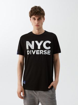 Raštuotas polo marškinėliai Diverse juoda