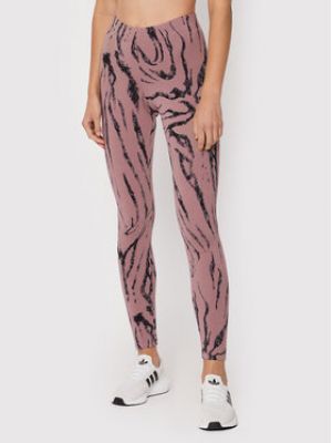Leggings slim fit cu imprimeu animal print Adidas roz