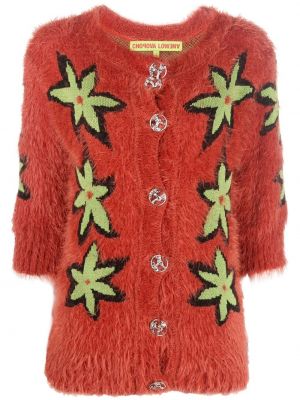 Pulover scurt cu model floral Chopova Lowena roșu