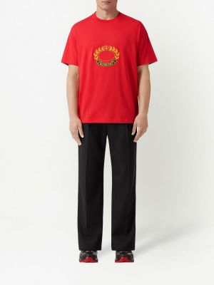 Tričko s výšivkou Burberry červené