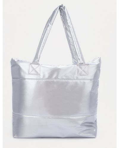 Текстильная сумка шоппер на молнии No Brand, серебряная