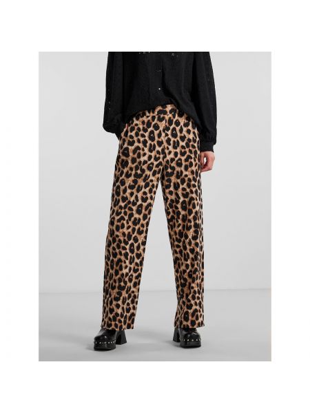 Pantalones rectos de cintura alta leopardo Pieces