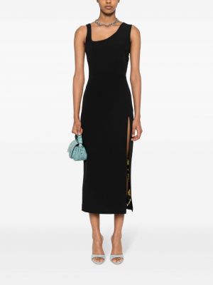 Asimetriškas suknele kokteiline be rankovių Versace Jeans Couture juoda