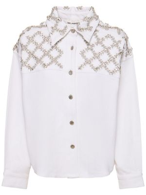 Krištáľová rifľová košeľa Des Phemmes biela