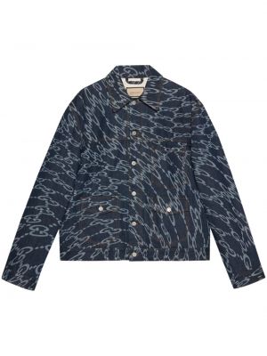 Jeansjacke mit print Gucci blau