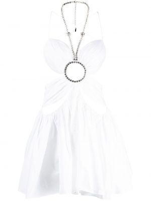 Коктейлна рокля с кристали Area бяло