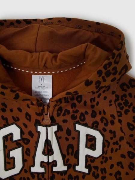 Mikina s kapucňou s leopardím vzorom Gap hnedá