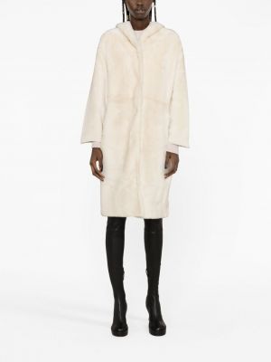 Manteau de fourrure à capuche Yves Salomon blanc