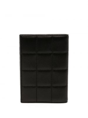 Pikowany portfel skórzany Saint Laurent czarny