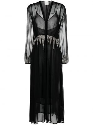 Sukienka długa z kryształkami Forte Forte czarna