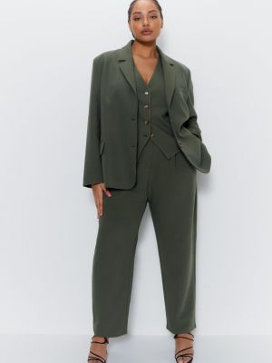 Приталенный однобортный пиджак Plus Warehouse зеленый