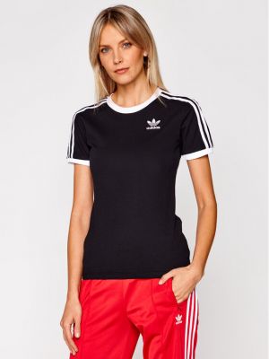 Ριγέ μπλούζα Adidas μαύρο