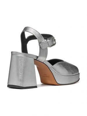 Kožené sandály Geox stříbrné