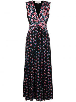 Maksi haljina s cvjetnim printom s printom Dvf Diane Von Furstenberg crna