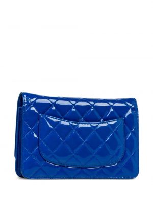 Prošívaná kožená taška přes rameno Chanel Pre-owned modrá