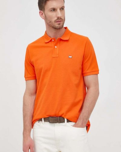 Pamučna polo majica jednobojna Woolrich narančasta