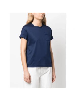Camiseta de algodón con bolsillos Kiton azul